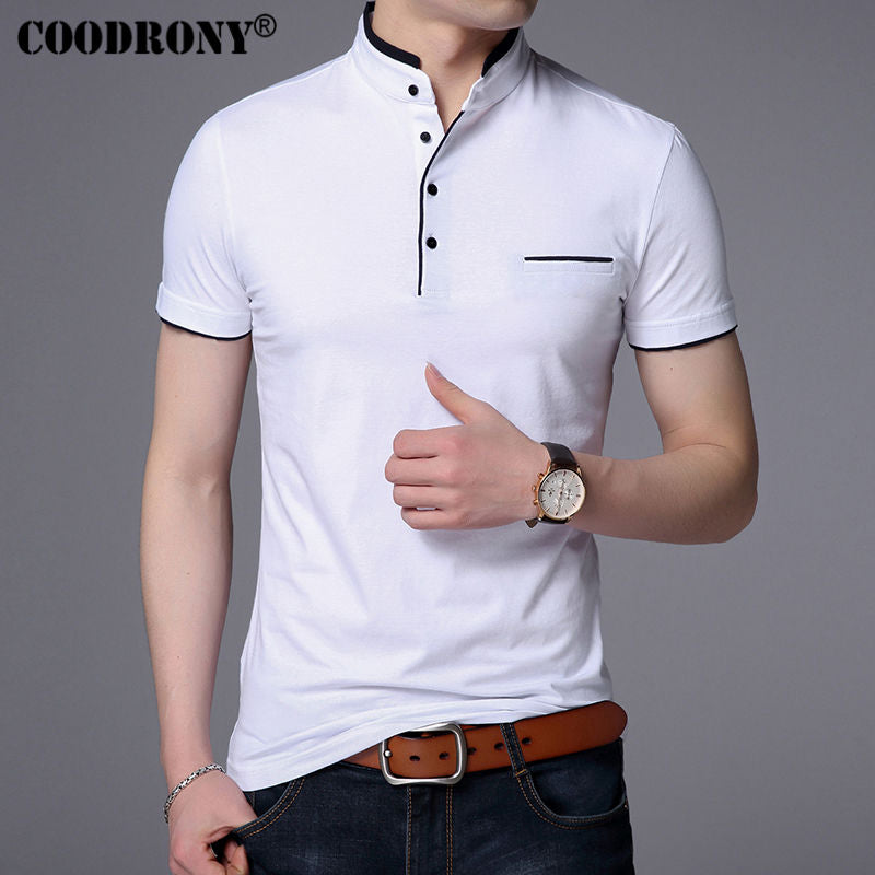 COODRONY Mandarin Collar Short Sleeve Tee Shirt Men 2017 Spring Summer New Top Men Brand Clothing Slim Fit Cotton T-Shirts S7645
