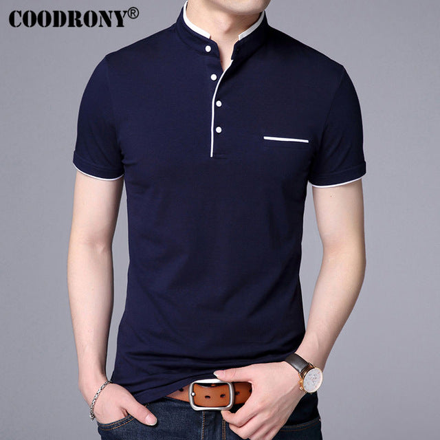 COODRONY Mandarin Collar Short Sleeve Tee Shirt Men 2017 Spring Summer New Top Men Brand Clothing Slim Fit Cotton T-Shirts S7645