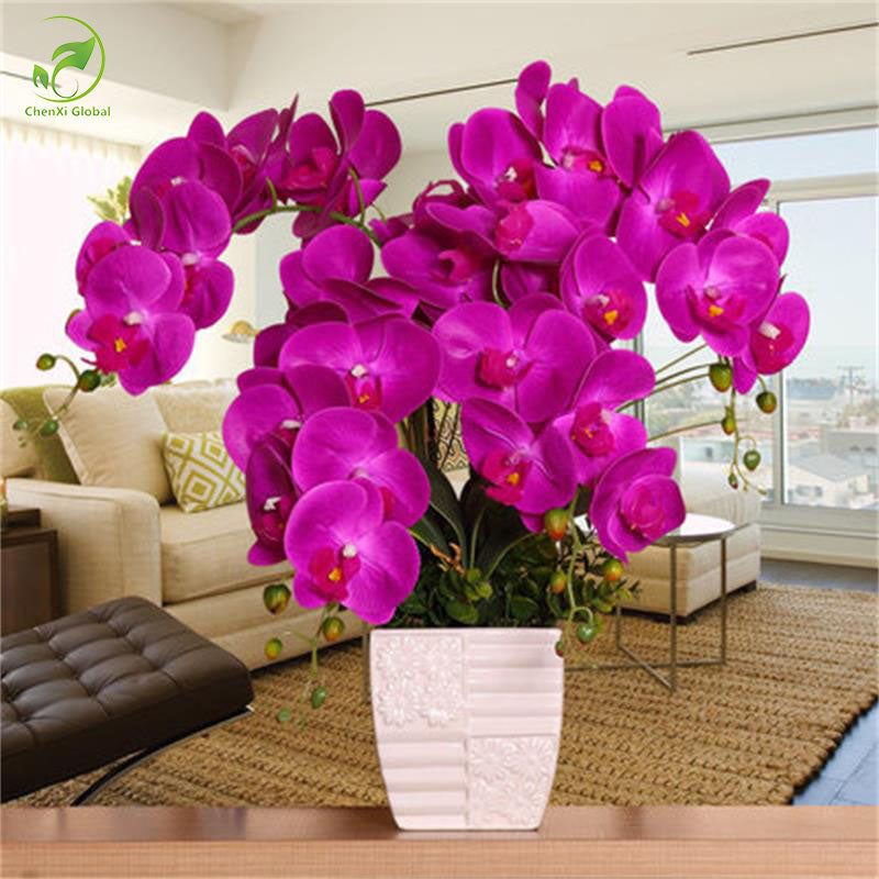 Fashion Orchid Artificial Flowers DIY Artificial Butterfly Orchid Silk Flower Bouquet Phalaenopsis Wedding Home Decoration