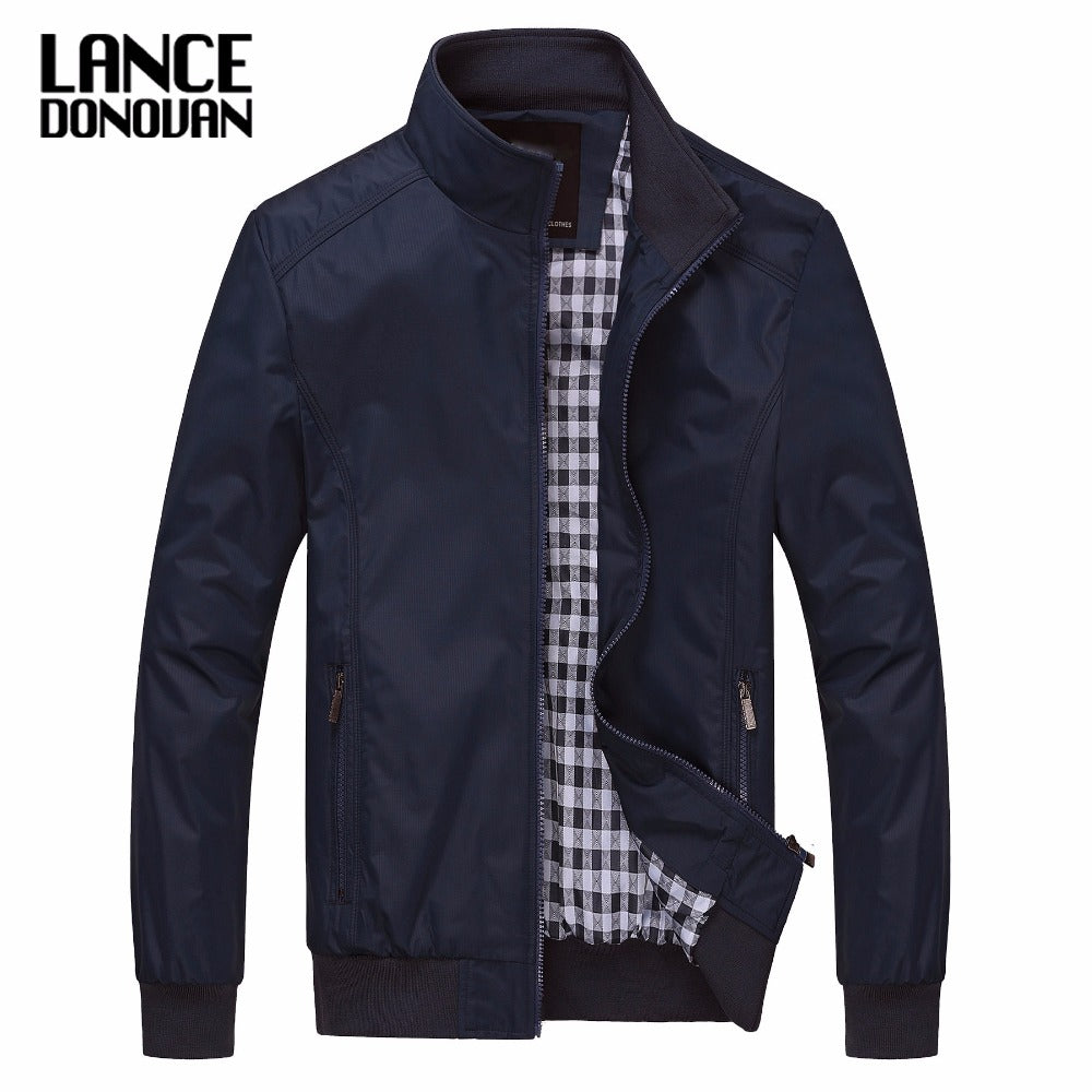 Cor sólida novo 2017 jaqueta casual M-5XL 6xl masculino primavera outono outerwear gola mandarim roupas