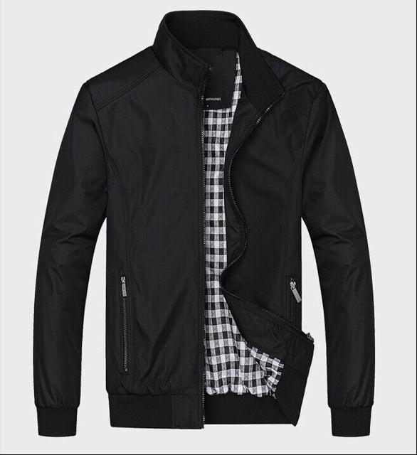 Cor sólida novo 2017 jaqueta casual M-5XL 6xl masculino primavera outono outerwear gola mandarim roupas