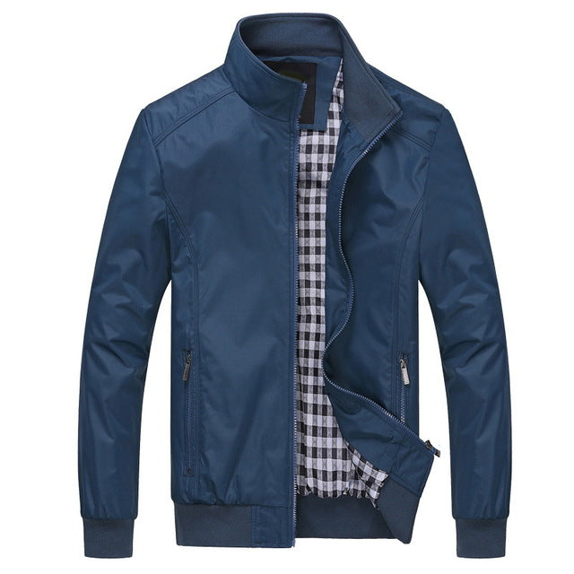 Cor sólida novo 2017 jaqueta casual M-5XL 6xl masculino primavera outono outerwear gola mandarim roupas