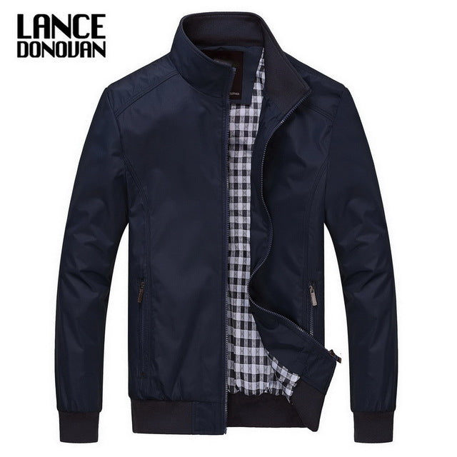 Cor sólida novo 2017 jaqueta casual M-5XL 6xl masculino primavera outono outerwear gola mandarim roupas