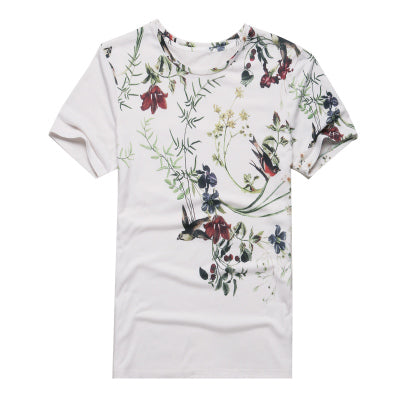 New men summer vintage short sleeve o-neck printed floral t-shirt men brand cotton t-shirts men fashion 2018 tops Men's Clothing