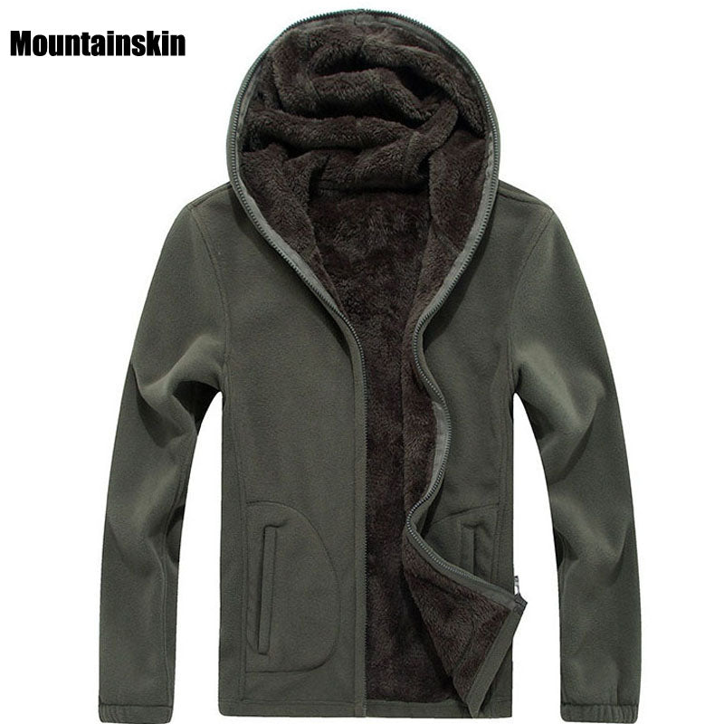 Mountainskin 7XL Winter Men's Jackets Thick Fleece Hooded Hoodies Men Sweatshirt Solid Casual Male Coats Brand Clothing SA116