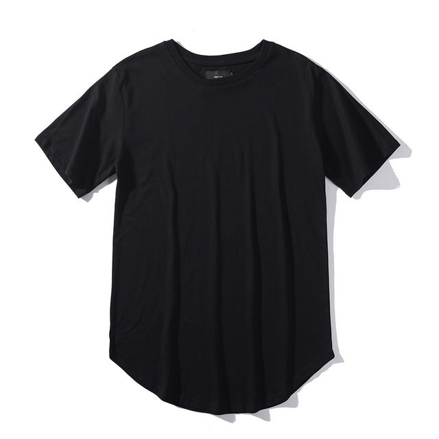 HIPFANDI New streetwear Men Extended kanye West T-shirt Cotton Swag Mens T shirts solid Hip Hop T shirt Men's Tees Top