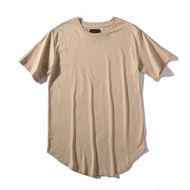 HIPFANDI New streetwear Men Extended kanye West T-shirt Cotton Swag Mens T shirts solid Hip Hop T shirt Men's Tees Top