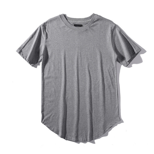 HIPFANDI New streetwear Men Extended kanye West T-shirt Cotton Swag Mens T shirts solid Hip Hop T shirt Men's Tees Top