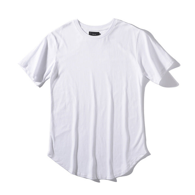HIPFANDI New streetwear Men Extended kanye West T-shirt Cotton Swag Mens T shirts solid Hip Hop T shirt Men's Tees Top