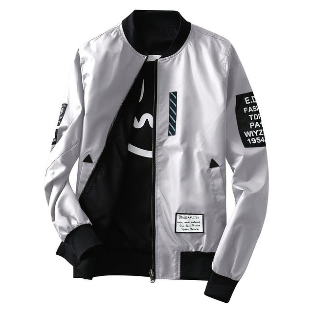 Grandwish Bomber Jacket Men Pilot with Patches Green Both Side Wear Thin Pilot Bomber Jacket Men Wind Breaker Jacket Men,DA113