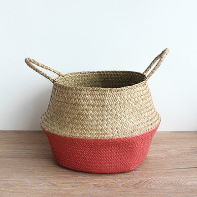 Cesta de armazenamento de palha - vaso de flores