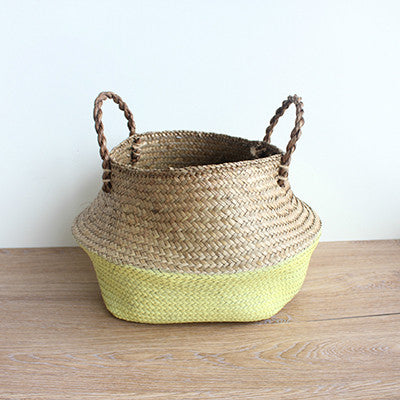 Cesta de armazenamento de palha - vaso de flores