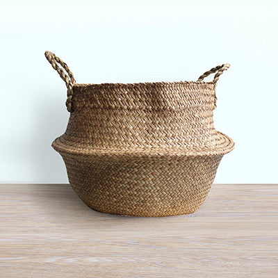 Cesta de armazenamento de palha - vaso de flores