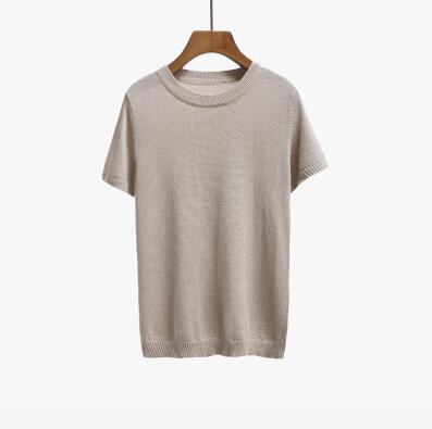 NIJIUDING 2017 Summer Knitted T Shirt Top Tees Short Sleeve Solid O-neck T-Shirts Fashion Slim Knitwear T-shirt Dropshipping