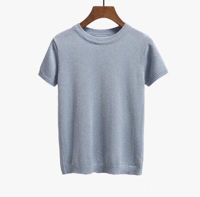 NIJIUDING 2017 Summer Knitted T Shirt Top Tees Short Sleeve Solid O-neck T-Shirts Fashion Slim Knitwear T-shirt Dropshipping