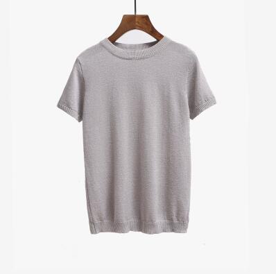 NIJIUDING 2017 Summer Knitted T Shirt Top Tees Short Sleeve Solid O-neck T-Shirts Fashion Slim Knitwear T-shirt Dropshipping