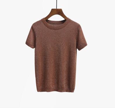 NIJIUDING 2017 Summer Knitted T Shirt Top Tees Short Sleeve Solid O-neck T-Shirts Fashion Slim Knitwear T-shirt Dropshipping