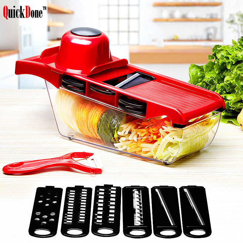 QuickDone Creative Mandoline Slicer Vegetable Cutter with Stainless Steel Blade Manual Potato Peeler Carrot Grater Dicer AKC6035
