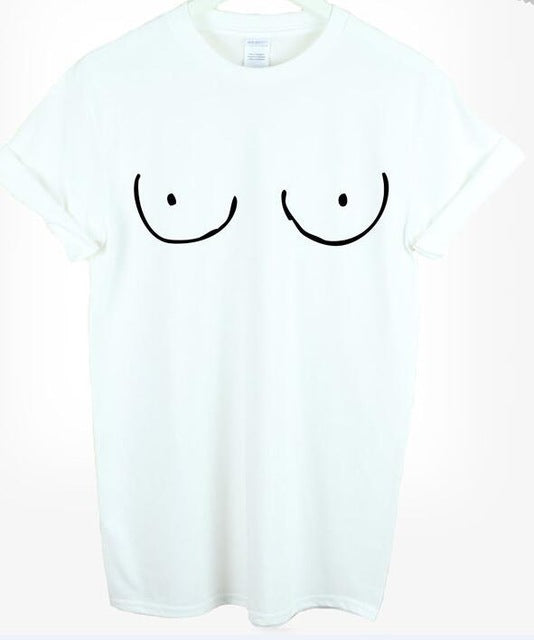 SDrawing engraçado peitos peitos impressão algodão casual feminino marca t camisas o pescoço topos camisetas camisas clube noturno ClothingS-XXXXL