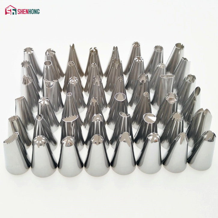 SHENHONG 48PCS Icing Piping Tips Set Tulip Nozzles Rose Flowers Cupcake Maker Cake Decorating DIY Pastry Dessert Baking Tool