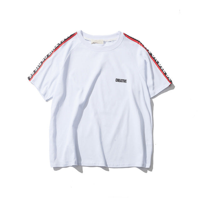 Seja criativo ou morra na manga oversized fora do ombro dos homens camiseta manga curta 2017 verão streetwear hip hop tshirts roupas masculinas