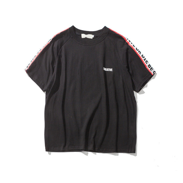 Seja criativo ou morra na manga oversized fora do ombro dos homens camiseta manga curta 2017 verão streetwear hip hop tshirts roupas masculinas