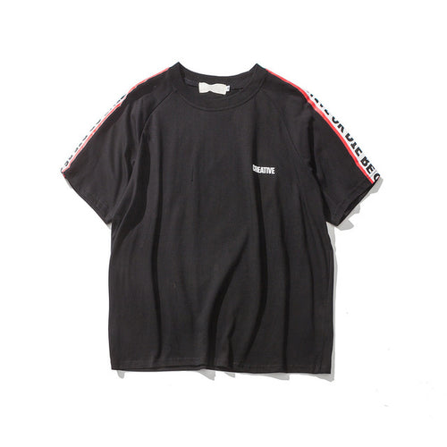 Be Creative or Die on Sleeve Oversized Off Shoulder Mens T-shirt Short Sleeve 2017 Summer Streetwear Hip Hop Tshirts Men Clothes