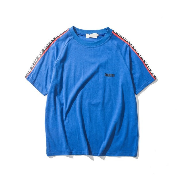 Seja criativo ou morra na manga oversized fora do ombro dos homens camiseta manga curta 2017 verão streetwear hip hop tshirts roupas masculinas