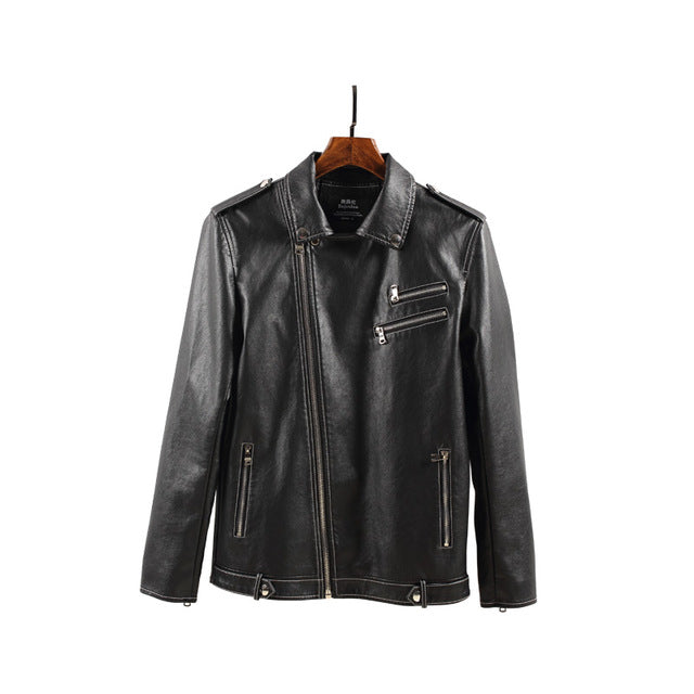 Enjeolon 2017 brand PU Motorcycle Leather Jacket Men  regular fabric fashion Clothing Casual black Coats free ship P310
