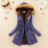 Aonibeier parkas mulheres casacos moda outono quente inverno jaquetas gola de pele longo parka plus size hoodies algodão outwear
