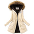 Aonibeier parkas mulheres casacos moda outono quente inverno jaquetas gola de pele longo parka plus size hoodies algodão outwear