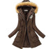Aonibeier parkas mulheres casacos moda outono quente inverno jaquetas gola de pele longo parka plus size hoodies algodão outwear