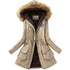 Aonibeier parkas mulheres casacos moda outono quente inverno jaquetas gola de pele longo parka plus size hoodies algodão outwear