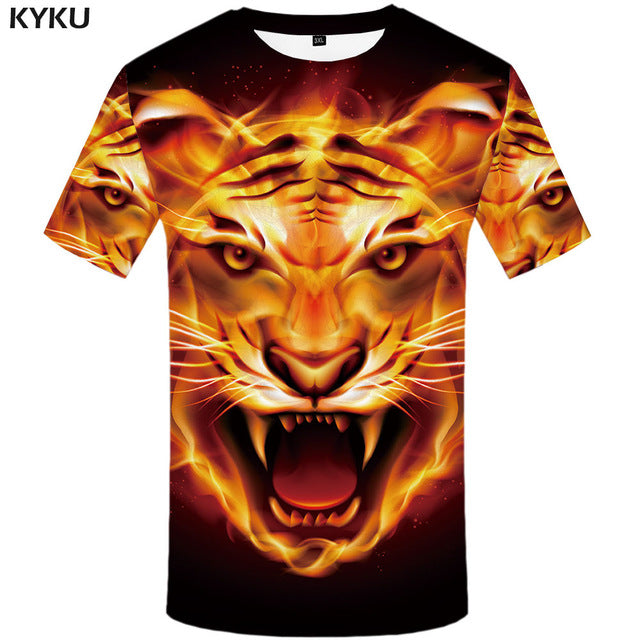 KYKU Brand 3d T-shirt Animal Lion Shirt Camiseta 3d T Shirt Men Funny T Shirts Mens Clothing Casual Fitness TeeTop Tiger Tshirt