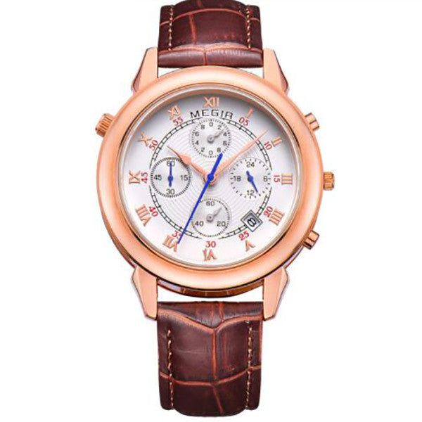 Relógio militar original masculino, relógio de pulso de quartzo, pulseira de couro genuíno, mostrador romano, relógios clássicos