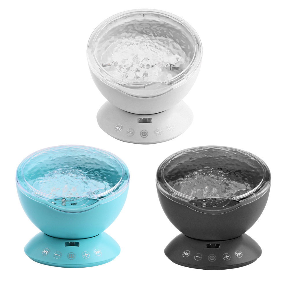 Projetor de luz noturna de oceano com controle remoto de 7 cores USB e mini alto-falante portátil Projetor de céu estrelado Ondas do mar do oceano Projetor LED Lâmpada romântica e relaxante Lâmpada novidade Ilusão de luz noturna para bebês e crianças