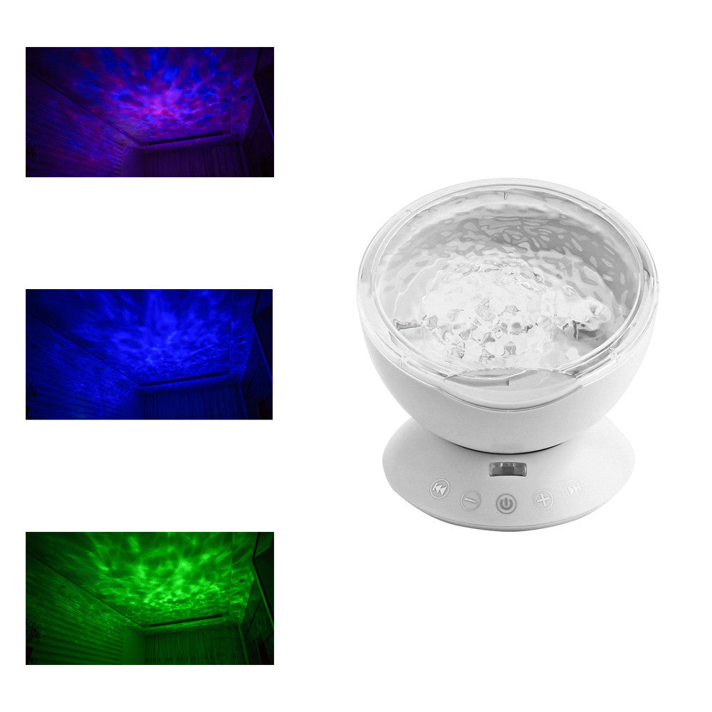 Projetor de luz noturna de oceano com controle remoto de 7 cores USB e mini alto-falante portátil Projetor de céu estrelado Ondas do mar do oceano Projetor LED Lâmpada romântica e relaxante Lâmpada novidade Ilusão de luz noturna para bebês e crianças