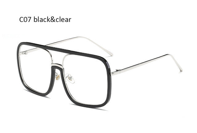Fashion Clear Pink Oversized Square Sunglasses Women Brand Designer Vintage Flat Top Sun Glasses For Female