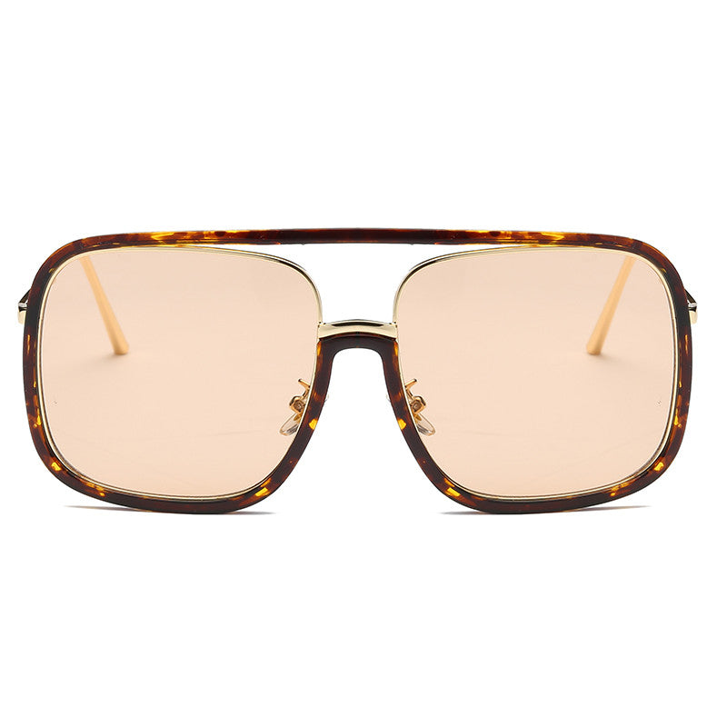 Fashion Clear Pink Oversized Square Sunglasses Women Brand Designer Vintage Flat Top Sun Glasses For Female