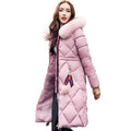 Big fur winter coat thickened parka women stitching slim long winter coat down cotton ladies down parka down jacket women 2017