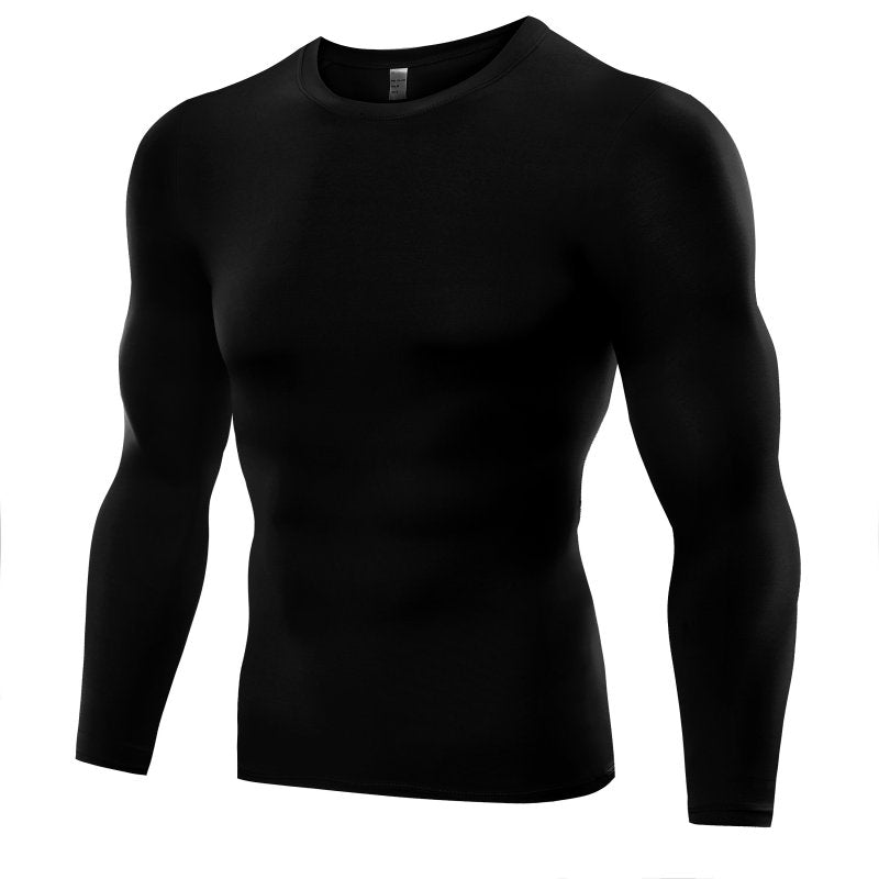 Camiseta de compressão masculina, manga comprida, fitness, treino, camada de base, tops justos, camisetas finas, tamanho grande
