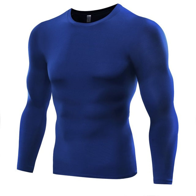 Camiseta de compressão masculina, manga comprida, fitness, treino, camada de base, tops justos, camisetas finas, tamanho grande