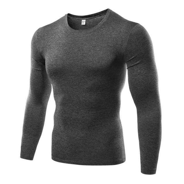 Long Sleeve Fitness Work Out Men Compression T Shirt Base Layer Tight Tops Slim T-shirt Tees Plus Size
