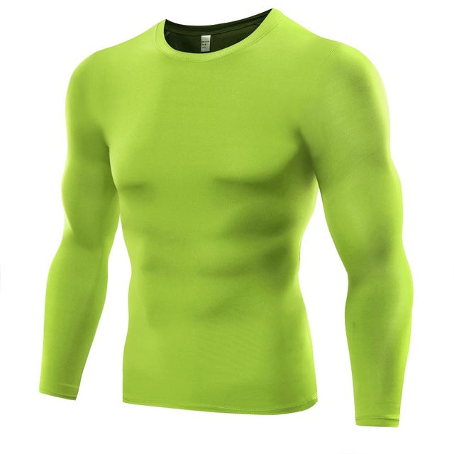 Camiseta de compressão masculina, manga comprida, fitness, treino, camada de base, tops justos, camisetas finas, tamanho grande