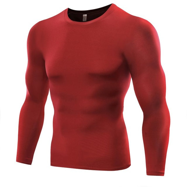 Long Sleeve Fitness Work Out Men Compression T Shirt Base Layer Tight Tops Slim T-shirt Tees Plus Size