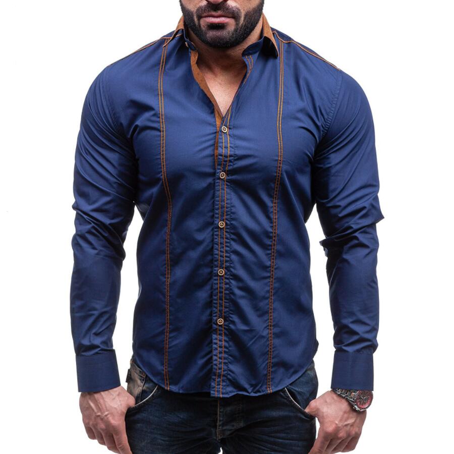 Men's Casual Shirts 2017 Brand Long Sleeve Shirts Slim Fit White Dress Shirt Stitching Clothing Camisa Masculina Big Size M-XXXL