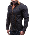 Men's Casual Shirts 2017 Brand Long Sleeve Shirts Slim Fit White Dress Shirt Stitching Clothing Camisa Masculina Big Size M-XXXL