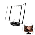 Vanity Makeup Mirror Trifold 21 LED Lighted with Touch Screen 1x/2x/3x Magnification and USB Charging 180°Adjustable Stand for Countertop Cosmetic Makeup