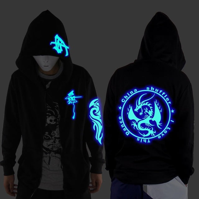 Ghost Step Dance Clothes Drag Step Costume Loose Coat Even Ghost Hoodie Hat Fluorescence Serve Men And Women Student Jacket