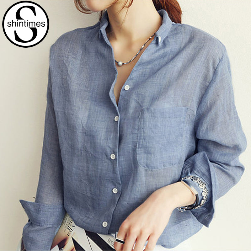Blusas قميص فام كم طويل قميص المرأة بلايز 2018 الصيف السيدات البلوزات الكتان القطن الأبيض بلوزة حجم كبير الملابس النسائية